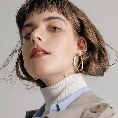 14K Gold Hoop Earrings For Women Large Hoops Earrings Hoops Earring For Women 14K Gold Earring Dainty Trendy Minimalist Designs 35MM2