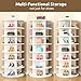 BrFoYu Rotating Shoe Rack 7 Tier Spinning Shoes Organizer Tower for 28-32 Pairs Lazy Susan 360 Revolving Shoe Storage Cabinet Rotate Shoe Handbag Rack Round Carousel for Closet, Bedroom (White)