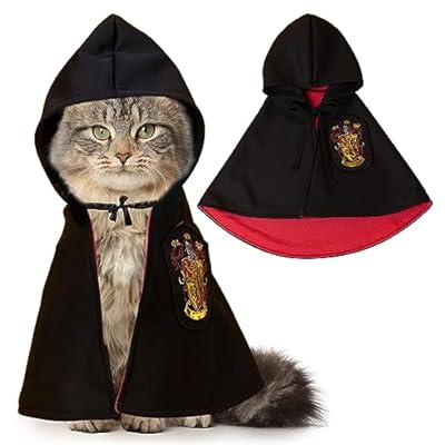 Pet Halloween Costumes Cape Dog Cat Halloween Apparels Cosplay Costume Pet Wizard Costume Cloak for Halloween Party Cosplay Photo Prop (Red, M)