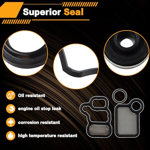 Image of Valve Cover Gasket set VS50614R & Gromets & Spark Plug Tube Seals& VTEC Solenoid Gasket Compatible with Honda Accord /Civic /CR-V /Element /Crosstour, Replacement for Acura RDX, RSX, TSX