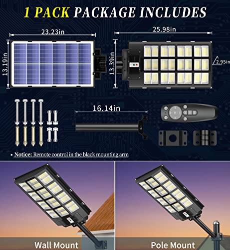 Gefolly 1500W Solar Street Light Outdoor, Wide Angle 216000Lm Commercial Parking Lot Light Dusk To Dawn 6500K Solar Flood Light Ip67 Solar Lamp #TOP5
