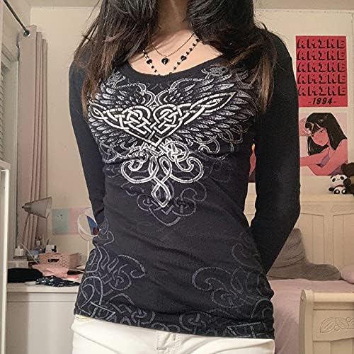 Women Teen Girls Fairy Grunge Clothes Y2k Long Sleeve Baggy Shirt Graphic Baby Tee Fall Vintage Streetwear T-Shirt - Image 2