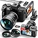 2025 New 8K&64MP Digital Cameras for Photography&Video, Vlogging Camera for YouTube, Compact Camera with 64GB TF Card, WiFi,and Wide-Angle & Macro Len, AUTOFOCUS, 3-inch Flip Screen，2 Batteries（Black）