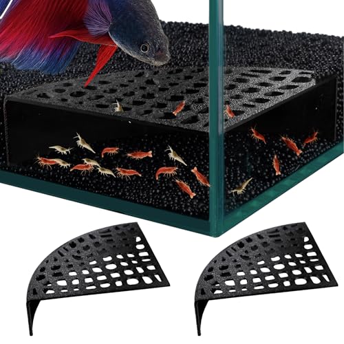 HERPDEN 2-Pack Black Shrimp Hides for Aquarium - Stealth Cave with Multi-Sized Holes, 180&deg; Viewing...
