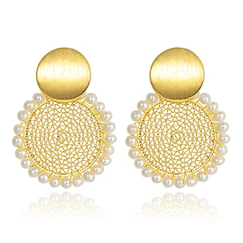 Boucles d'oreilles Baroque exagérées rétro perle et cristal