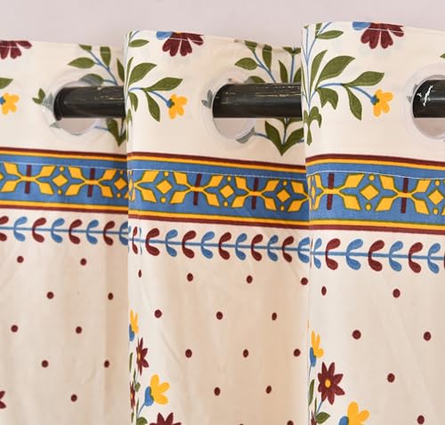 Image of Amazon Brand - Umi Bohemian Curtains for Window, Microfiber Cotton Curtain 5 Feet Long Pack of 2 Curtain with Tassels,Eyelets Included, 40-60% Room Darkening