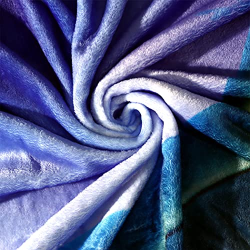 Sxchen - Soft Fleece Blanket, 100% Microfiber, Polyester, Late Night Forest Blue Whale 2 Dolphins, 60X80 Inch, Machine Wash #TOP1