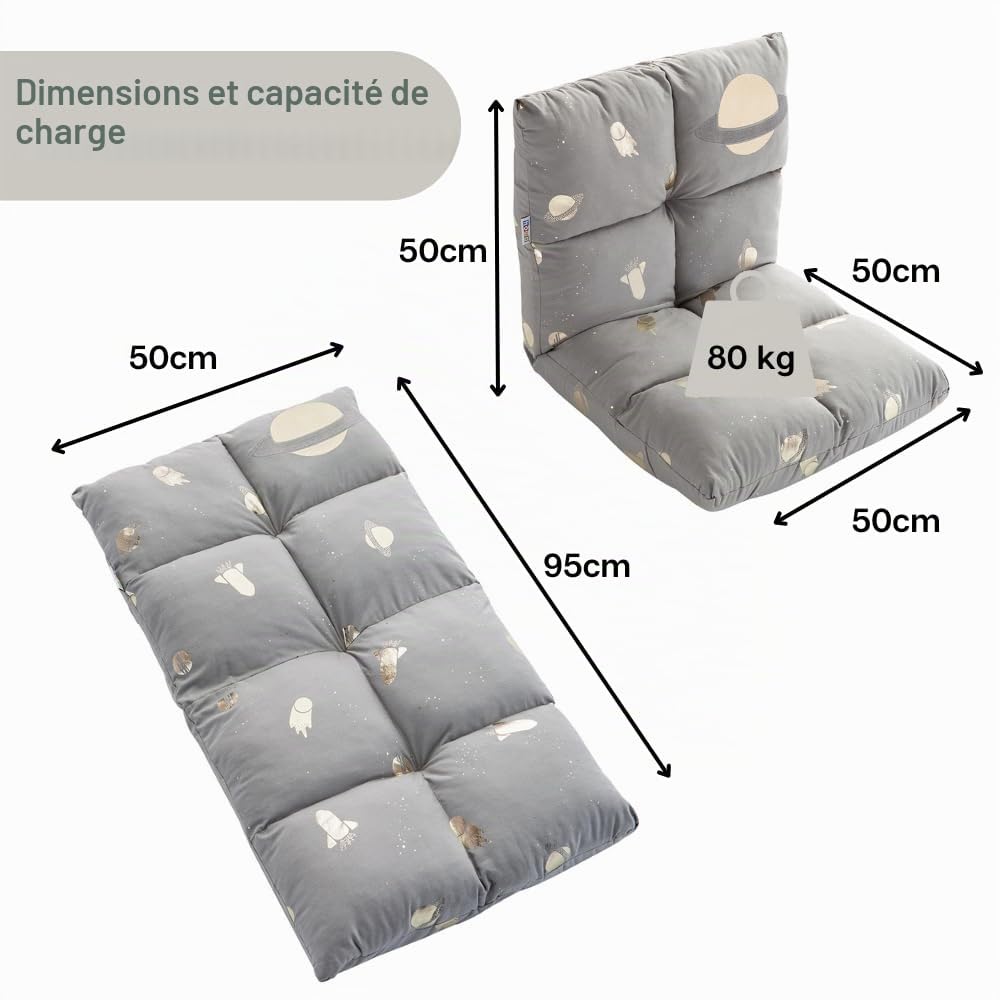 howa 2 en 1 Fauteuil pour Enfant + Chaise Longue - Dossier réglable en 3 Positions « Space » 86021