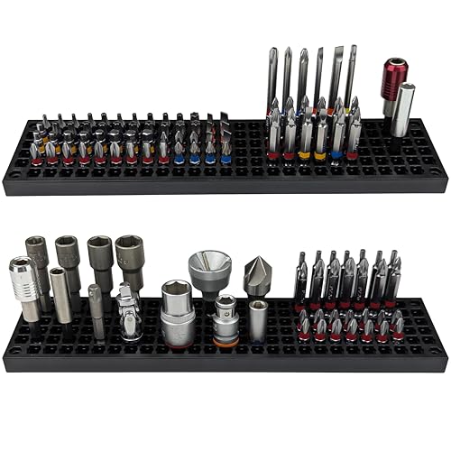 FREE ZONE Bit Organizer Set (Black) – 158-Hole Bit Storage – 1/4" Hex Bits & Drive Bits Adapter Storage – Toolbox Storage (Tools Not Included)