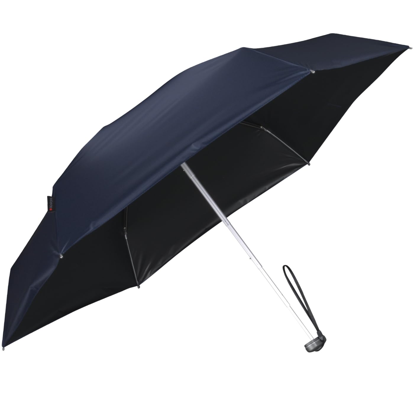 Knirps Paraguas pequeño y ligero, diseño de rayas, azul marino, revestimiento negro, protección UV, 93 cm, Compacto