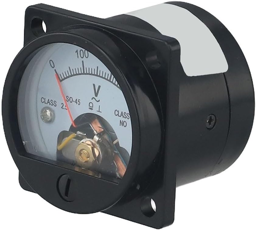 Analog AC Voltmeter Panel Meter with 0-300V Range, 2.5 Accuracy Class, 47mm Square Face, ABS Flame-Retardant Housing for Industrial Electrical Testing and Monitoring