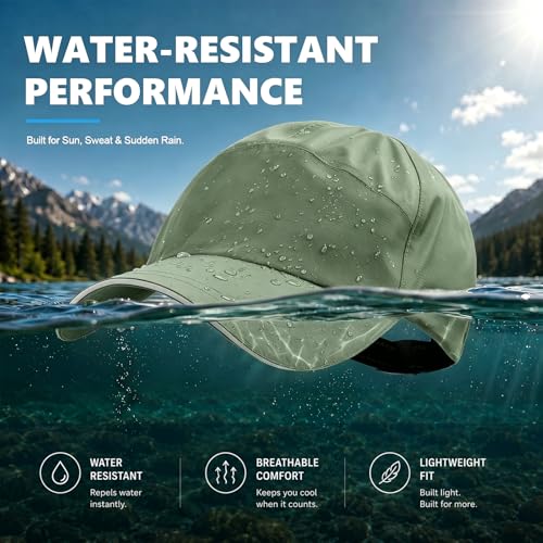 Image of Mens Waterproof Baseball Cap Womens Rain Hat Quick Dry Running Hat with Sweatband Outdoor Golf Breathable Sports Cap
