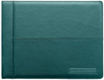 Leather 7 Ring Business Checkbook Binder 2 Inch Wide - 3 on a Page - 600 Checks Capacity Portfolio for Record Keeping by David Nathan (Dark Green)