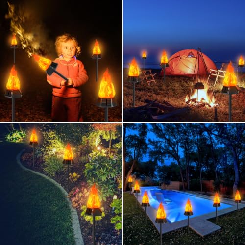 Image of Toodour Solar Halloween Lights Outdoor, 4 Pack Solar Torch Light Waterproof