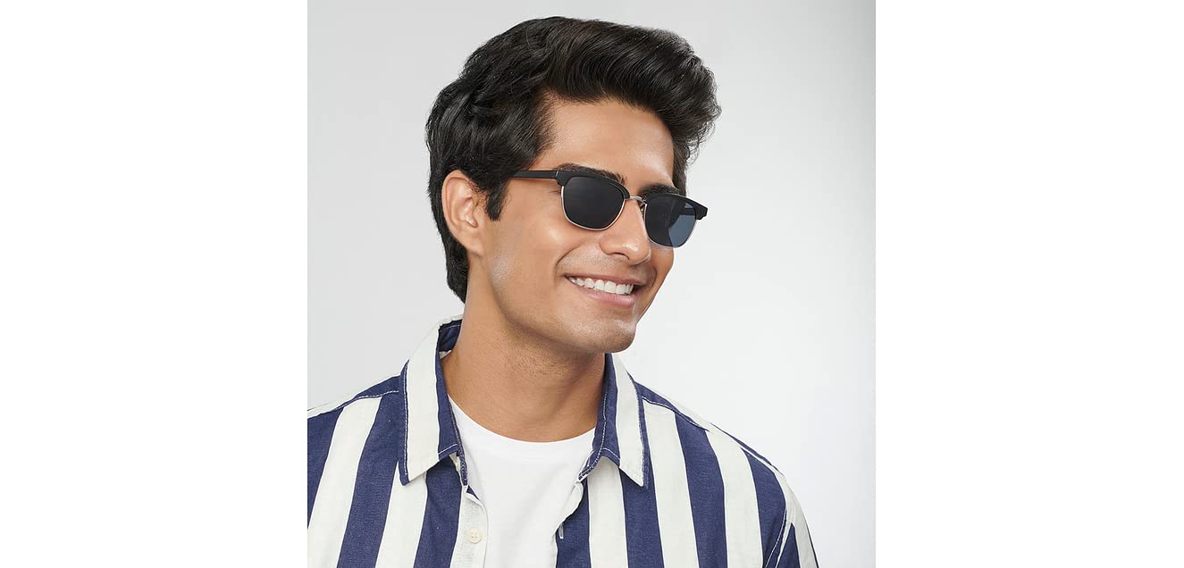 Vincent Chase By Lenskart | Silver Black Grey Full Rim Square Branded Latest and Stylish Sunglasses | 100% UV Protected | Men & Women | Small | VC S14475 - Image 3 thumbnail