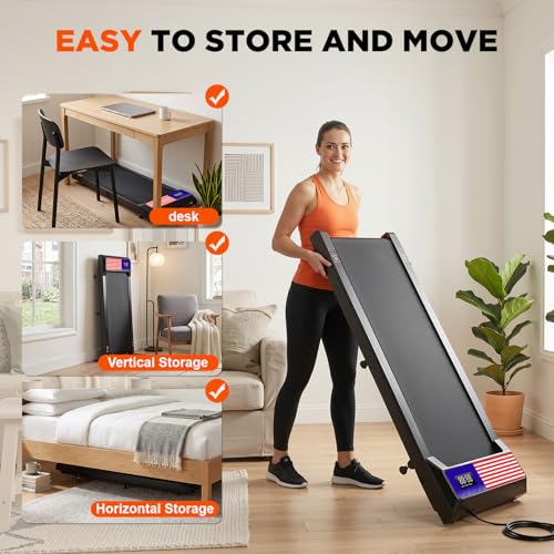 Image of RJOP 2.5HP Walking Mat with Incline Pad, Under Desk Treadmill for Home Gym | Walking Running Pad with Remote, 3 in 1 Low Noise Small Mini Portable Treadmill with LED Screen, 270lbs Capacity