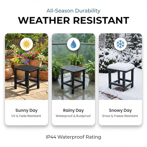Table d'appoint carrée noire en HDPE résistante aux intempéries PASAMIC - 5