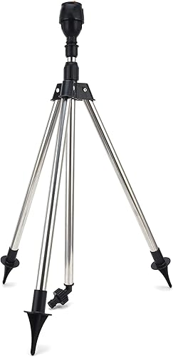 Miniatura 8 de Haofy Aspersor de riego de jardín giratorio de 360 grados, negro, acero inoxidable y plástico, altura y ángulo ajustables, fácil de usar, ahorro de