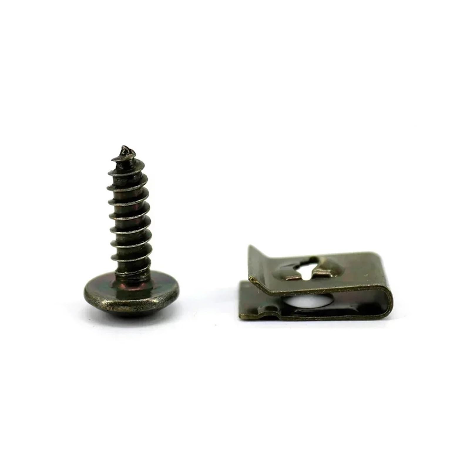 FDCSKINX Mixed Car Motorcycles Metal Screw Tapping Fastener Clip U-Type with Protection Buckle Iron Sheet(25pcs Clips)