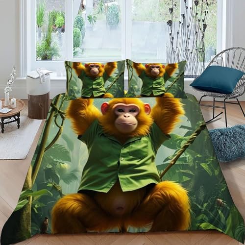 Housse de couette singe en microfibre 220x240 cm pour lit king size