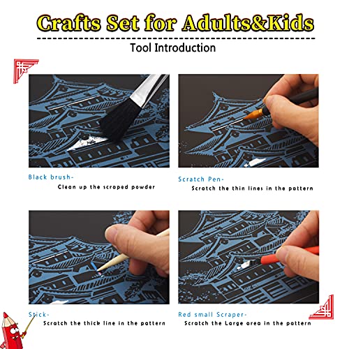 image for BOTEEN Scratch Rainbow Painting Art Paper,Scratch Art Crafts Set for A