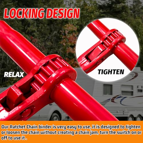 Image of Ratchet Load Chain Binders 5 /16'' - 3 /8'' | 5 /16 Inch Load Binder with 5 /16 Inch Grab Hooks | Tie Downs for 5 /16 Transport Chain | 5400 Lbs Working Load Limit- Heavy Duty Binders(2 Pack)