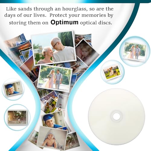 Image of OPTIMUM DVD-R Blank Disc 4.7GB 16x Moisture Resistant White Inkjet Hub Printable Recordable Media - 100 Pack (no Container) Blank DVD Discs
