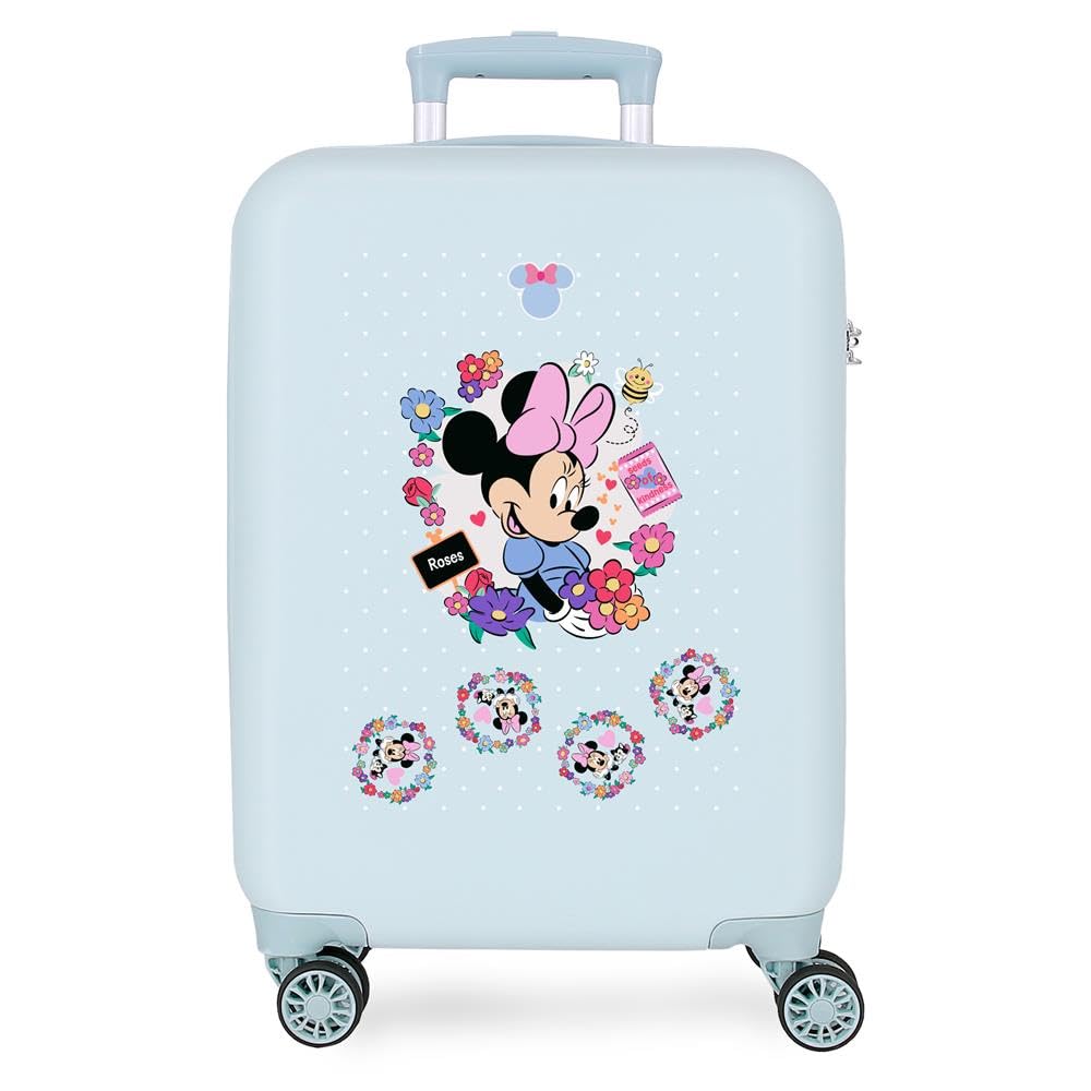 Disney Joumma Minnie Flowers Cabin Suitcase Blue 38x55x20 cm Rigid 2 kg Side Combination Lock ABS 2 kg 35L Hand Luggage