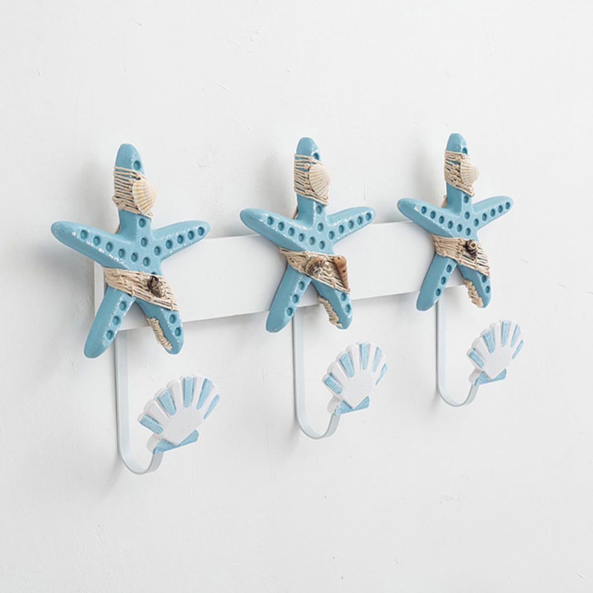 Perchero Práctico para Embellecer el Hogar y Pasillos Gancho Estilo Mediterráneo de Pared Colgante con Diseño de Figura Marina, Material Mdf y Hierro