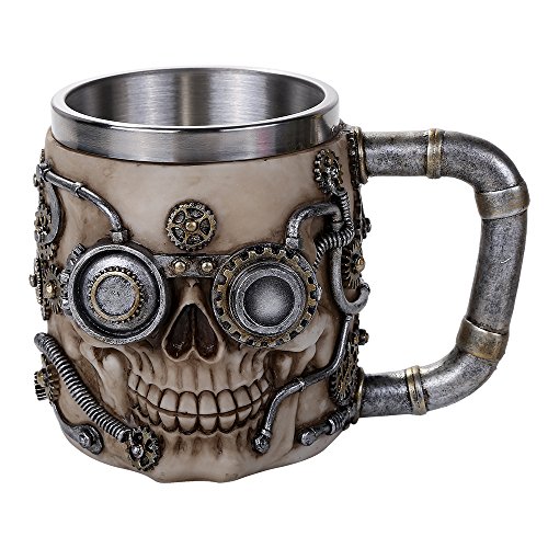 Pacific Giftware Steampunk Gear Head Skull Mug Gothic Tankard 11oz Beer Mug Drinking Vessel