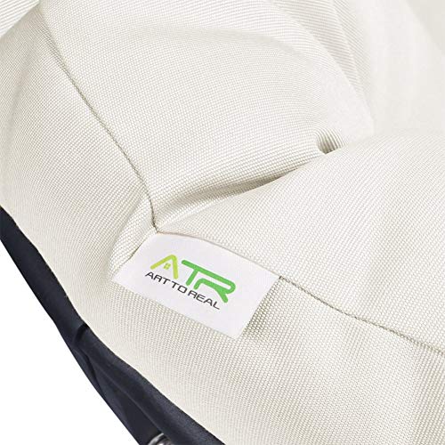 Atr Art To Real Papasan Chair, 360-Degree Swivel Outdoor Papasan Chair With Beige Cushion And Durable Frame, Comfy Circle Lounge Moon Chair #TOP6