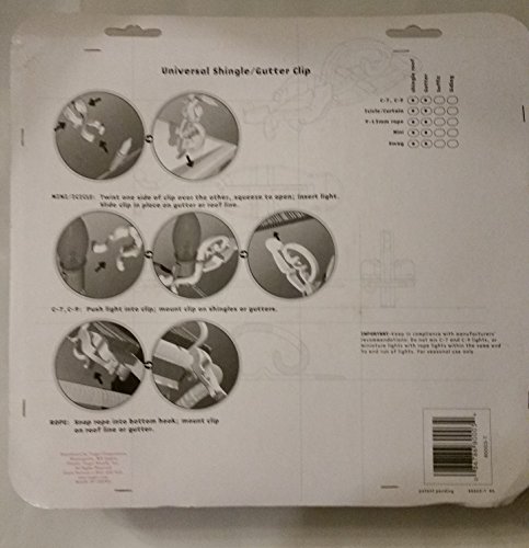 Universal Holiday Light Clip 100CT Shingle or Gutter (100 Pack) - Gerson 80003