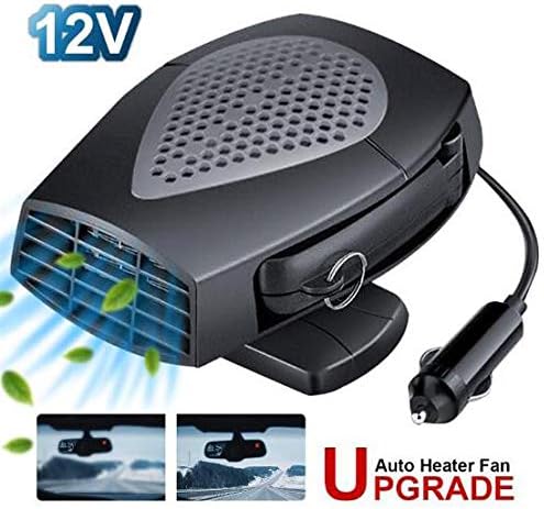 12V Portable Car Heater,Automobile Windscreen Fan, Windshield Car Heater, Cooling Car Fan, Fast Heating Defrost Defogger, Auto Ceramic Heater Fan 3-Outlet Plug in Cigarette Lighter (Black)