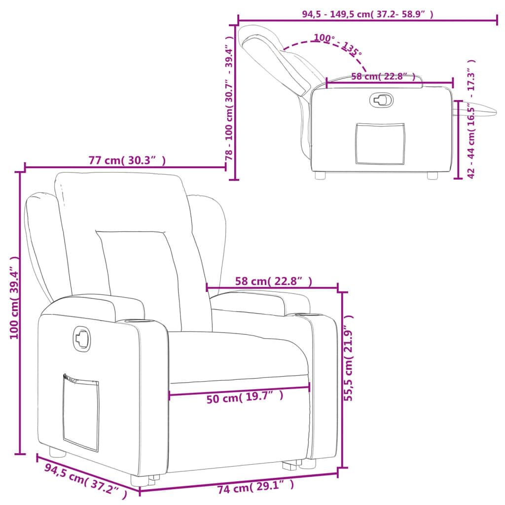 vidaXL Sillón Reclinable Elevable, Silla con Respaldo Reposabrazos, Sillón de Relax Descanso, Asiento Ajustable para Ancianos, Tela Gris Claro