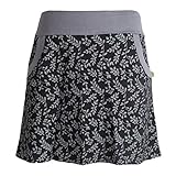 Mit Taschen - Taschenrock Vishes - Alternative Bekleidung - kurzer Damen Baumwoll-Rock - mit Blättern in Floralem Muster Bedruckt schwarz 40