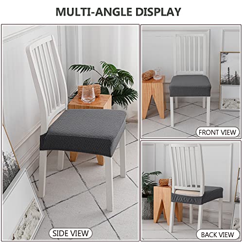 KELUINA Stretch Lattice Jacquard Waterproof Chair Seat Covers for Dining Room 1/2/4/6 PCS Chairs Covers Dining Chair Covers Kitchen Chair Covers (Gray,4 Pcs) - Image 4