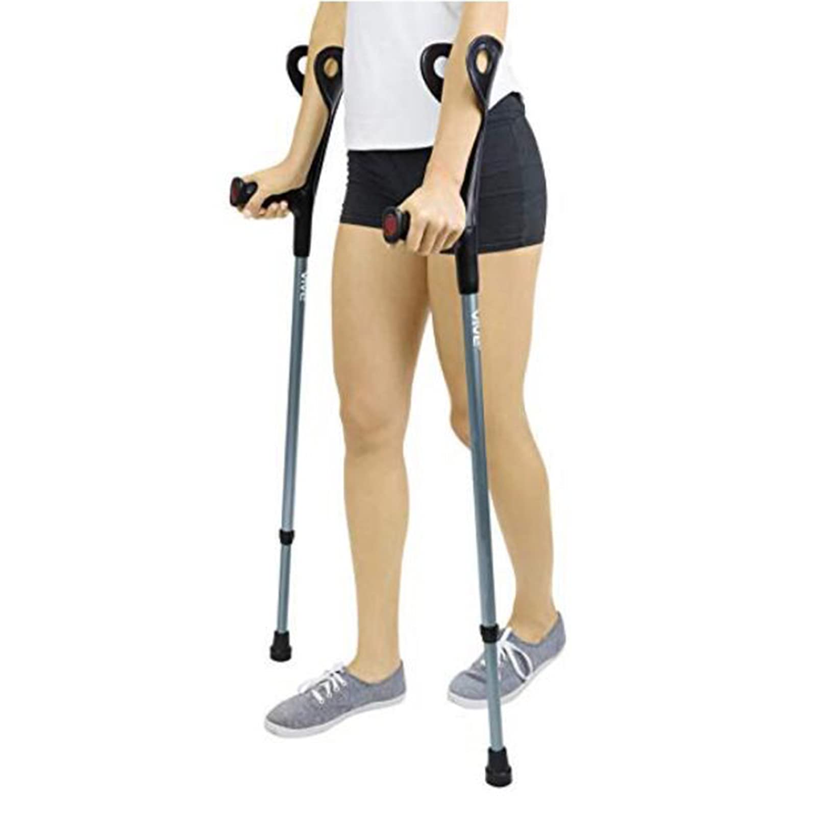 Muletas de antebrazo de aluminio, muletas de antebrazo para adultos, muletas para caminar, muletas de antebrazo de aluminio muleta plateada, paquete de 2 de moda