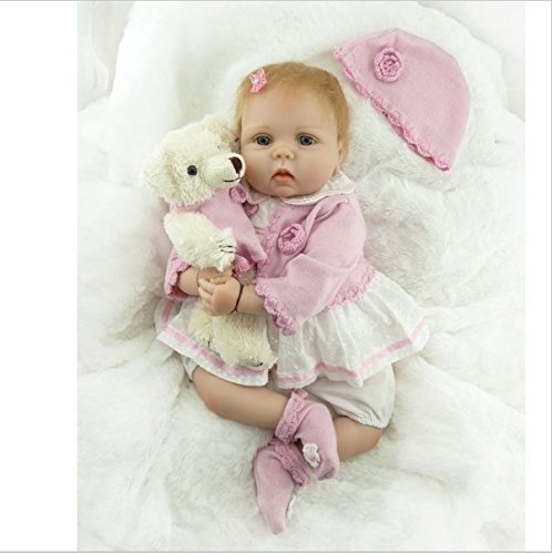 ZIYIUI Reborn Baby mädchen 22''/55cm Lebensecht Weiches Silikon Vinyl Reborn Baby Reborn Neugeborenes Toddlers Junge… – Bild 3