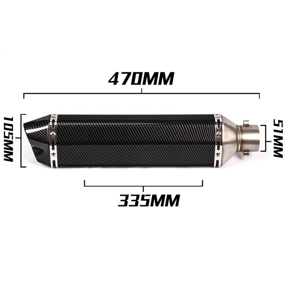 Silencieux d'échappement universels de moto 38-51mm Texture en fibre de carbone noire Tuyau d'échappement arrière En acier inoxydable Éliminateur de bruit Moto DB Killer pour ATV Scooter (A)
