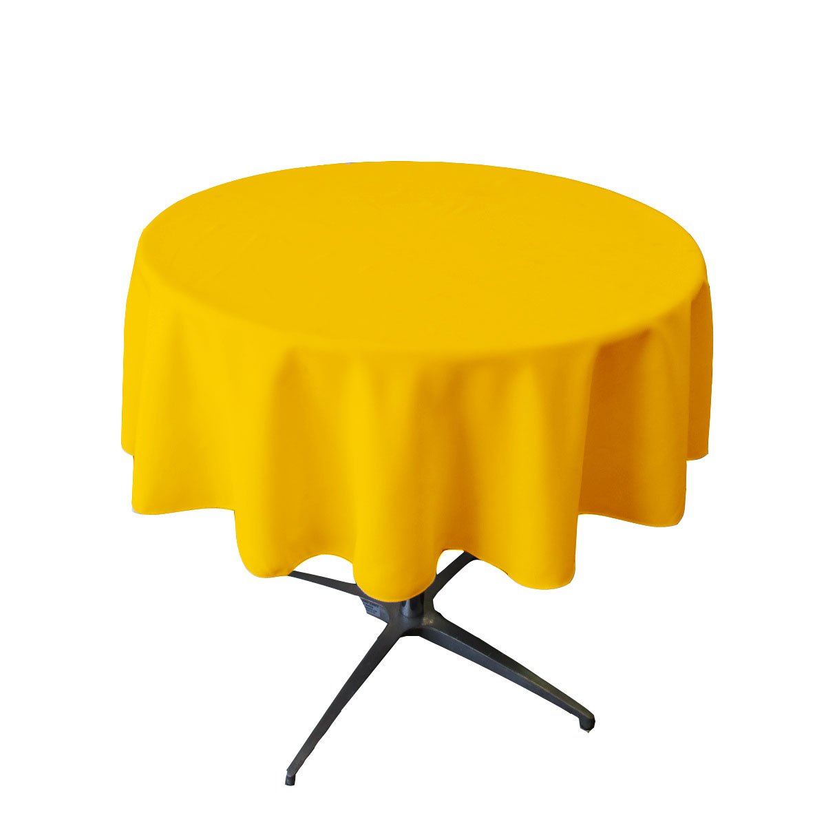 LA Linen Polyester Poplin Round Tablecloth, 58-Inches, Yellow Dark, TCpop58R_YellowDrkP47