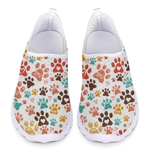 Ystardream Colorful Cat's Paw Women's Walking Shoes Slip On Lightweight Casual Tennis Running Shoes Everyday Shoes Casual Lightweight Mesh Shoes Ladies Athletic Tennis Shoes, 8.5