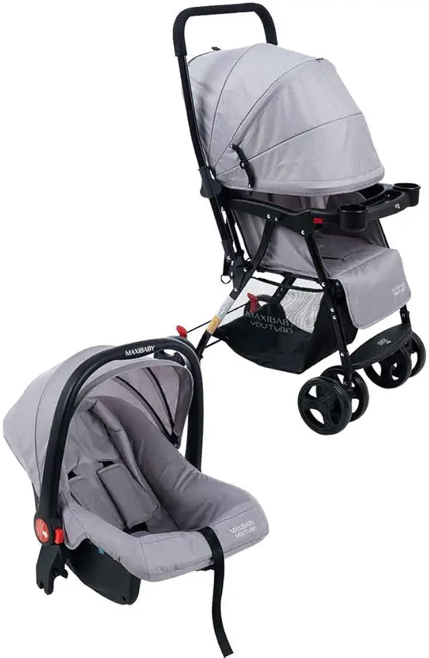 Carrinho de Bebê com Bebê Conforto 2 em 1 Youturn Maxi Baby (Cinza)