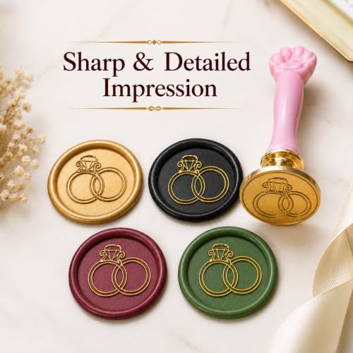 Image of Curated Cart 1 Wax Seal Stamp Kit Decorating Gift Cards Wedding Invitations Envelopes Letters Sealing (Ring Stamp)