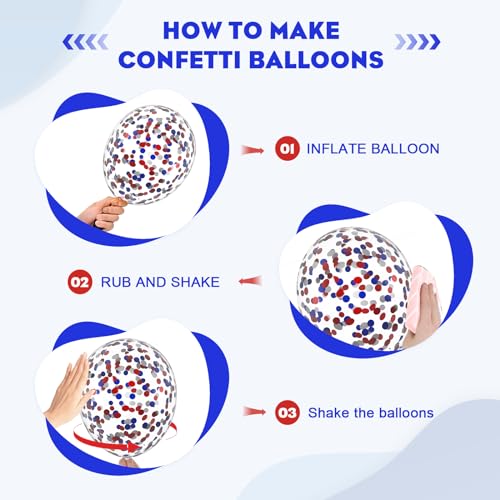 Image of Red White and Blue Balloons,65Pcs Red and Blue Latex Balloons for 4th Of July Patriotic Balloon Graduation Birthday Party Decorations