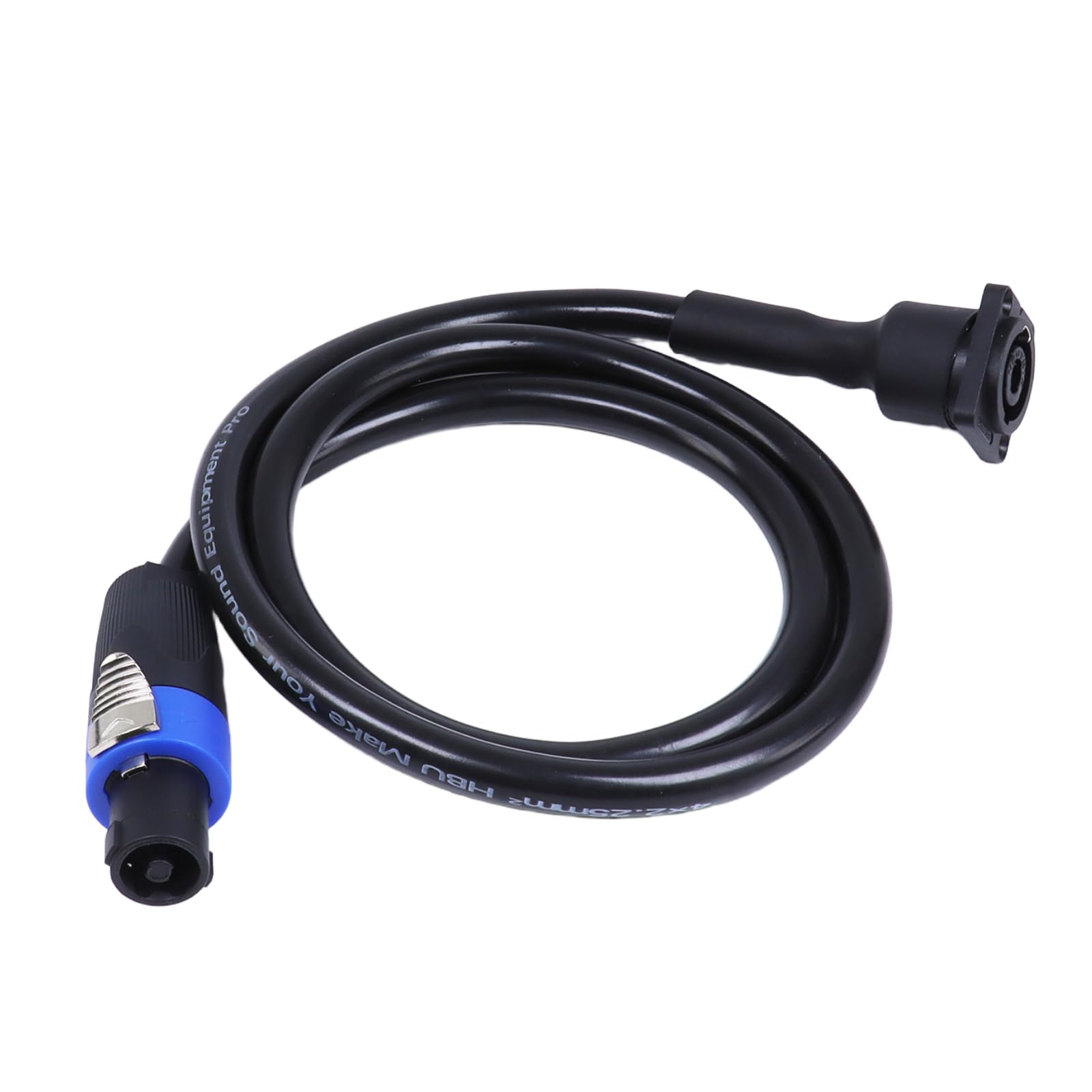 HBU Pack of 1 True 4 Conductor Speakon to Panel Mount Socket Cable - 3.3 Feet 4 Core SpeakON Male to NL4MP Female Audio Interconenct Wire for Stage, Studio Amplifier (1-Meter)