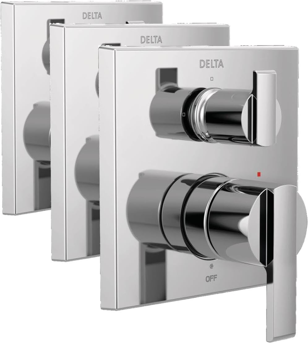 DELTA FAUCET T24867, Chrome Ara Angular Modern Monitor 14 Series Valve Trim with 3-Setting Integrated Diverter (Pack of 3)