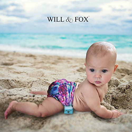 Reusable Swim Diapers For Babies, Infants & Toddlers - Adjustable Girls Swimming Diaper 0-2 Years, Eco-Friendly Washable With Snaps – Floral & Watermelon – 2 Pack By Will & Fox #TOP6