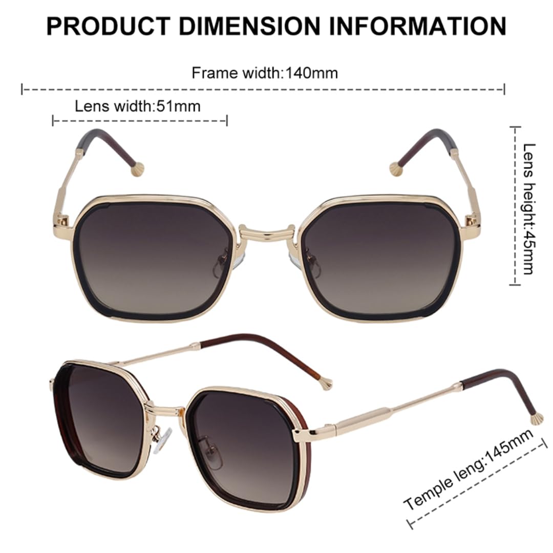 Occhiali da sole vintage steampunk da uomo con montatura in metallo piccola