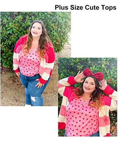 Image of RITERA Women Plus Size Tops Tie Dye V Neck Shirt Floral Camo Summer Short Sleeve Tunic Oversized Ladies Blouse XL-5XL