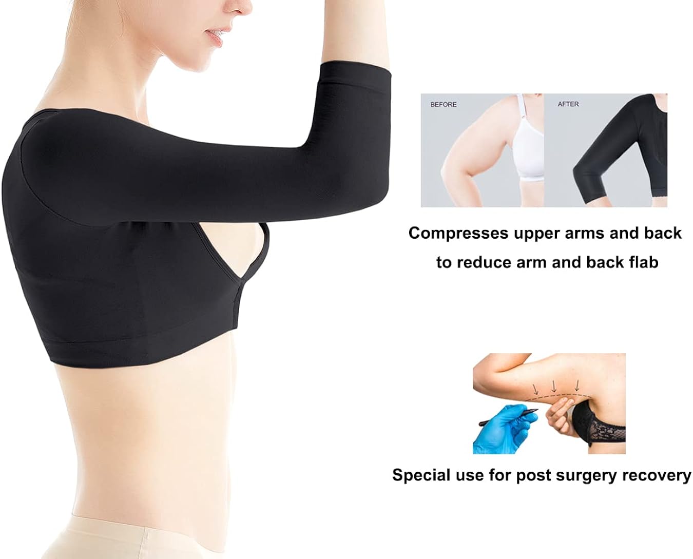 Vista 2 de KSKshape Moldeador de brazo para mujer, mangas de compresión postquirúrgicas, adelgazantes, corrector de postura